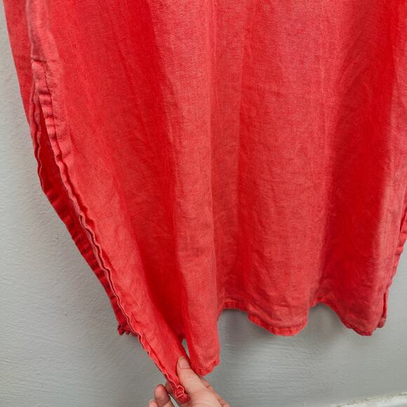 Flax‎ Linen Maxi Dress Womens Small Orange Sleeveless Beachy Lightweight Boho - Picture 3 of 9